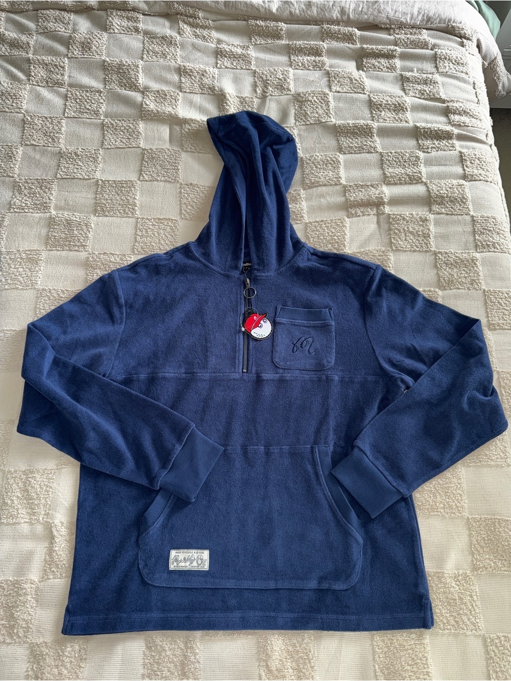NWT‎ Malbon Golf Castello French Terry Quarter Zip Hoodie in ocean blue size S